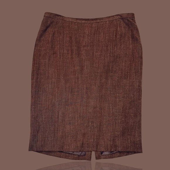 Vintage Dolce & Gabbana Brown Linen Blend Tweed Pencil Skirt IT Size 48 - Picture 14 of 16